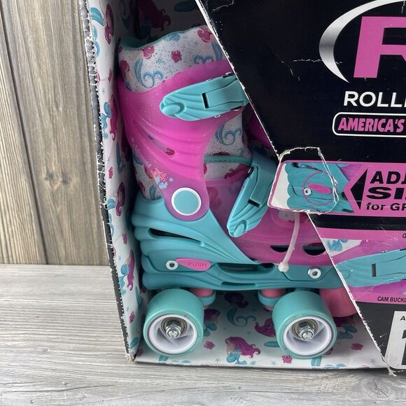 Roller Derby Girls Skates Size 12-2 (Adjustable Sizes) Mermaid Pink Green - Picture 5 of 16